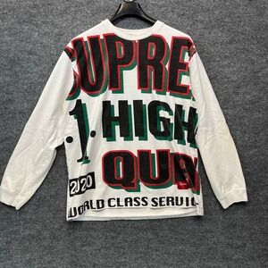 Supreme World Class High Quality T-Shirt Men's White Long Sleeve Crew Neck - L